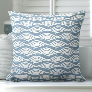 Almofada Travesseiro decorativo de Ondas do Oceano Azul e B