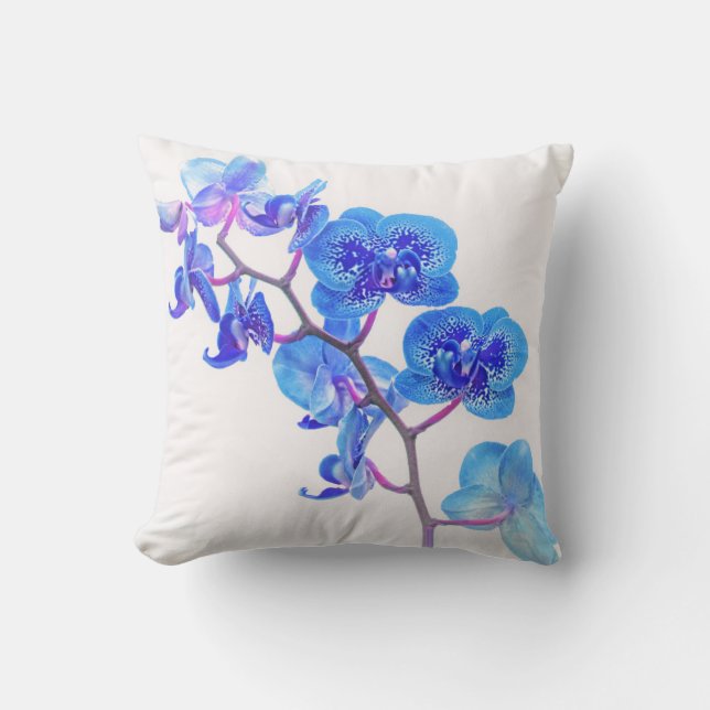 Almofada Travesseiro decorativo de Orquídea Azul Claro (Frente)