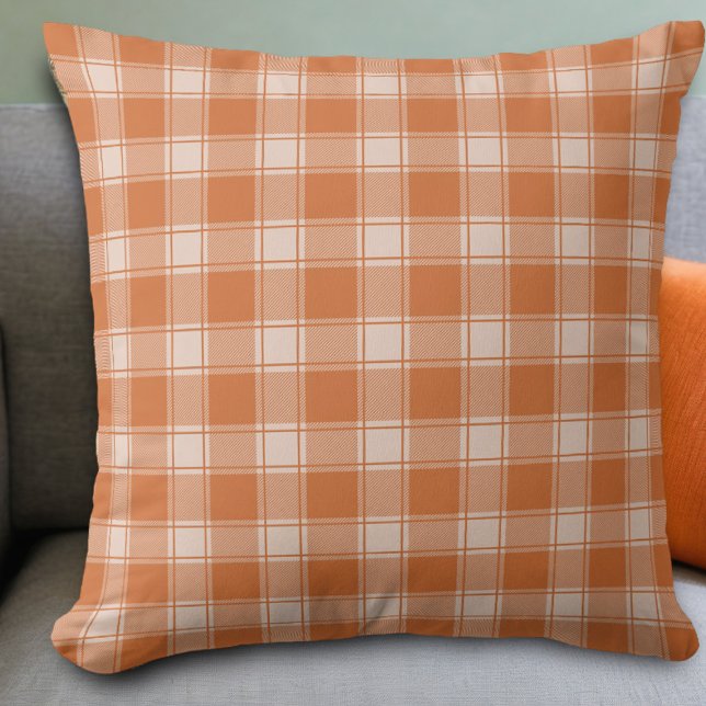 Almofada Travesseiro decorativo de outono de Gingham Laranj (Criador carregado)