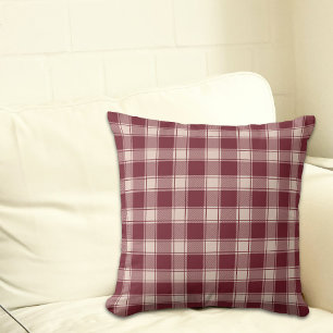 Almofada Travesseiro decorativo de outono de Maroon Gingham