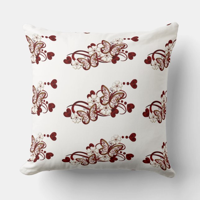 Almofada Travesseiro decorativo de Padrão Coração Vermelho (Frente)