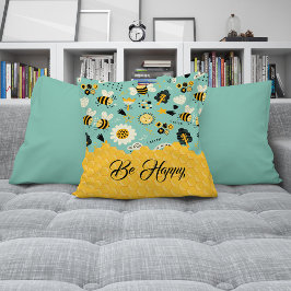 Almofada Travesseiro decorativo de padrão de abelha