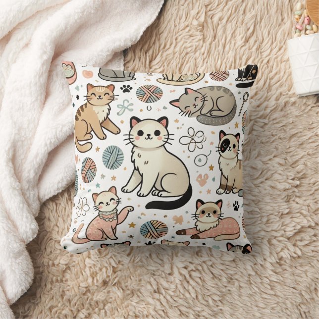 Almofada Travesseiro Decorativo de Padrão de Gato (Cobertor)