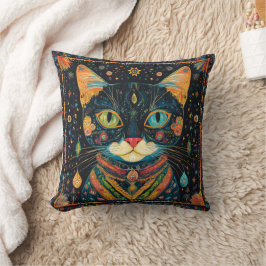 Almofada Travesseiro decorativo de Padrão de Gato Preto Boh