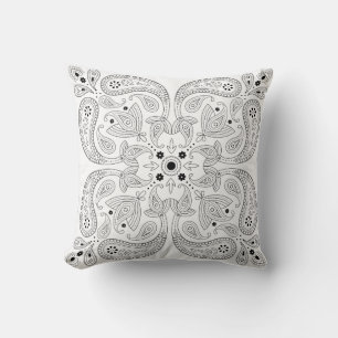 Almofada Travesseiro decorativo de padrão de Paisley preto