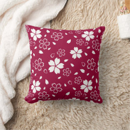 Almofada Travesseiro decorativo de Padrão de Sakura Vermelh