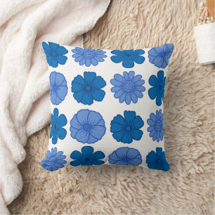 Almofada Travesseiro decorativo de Padrão Floral Azul do Cé