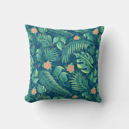 Almofada Travesseiro decorativo de padrões de folhagem trop