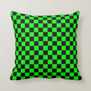 Almofada Travesseiro decorativo de padrões de xadrez verde