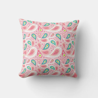 Almofada Travesseiro decorativo de Paisley Rosa e Teal