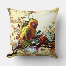 Almofada Travesseiro decorativo de Papagaio Amarelo abstrat