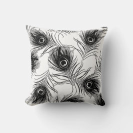 Almofada Travesseiro decorativo de Pavão Negro e Branco
