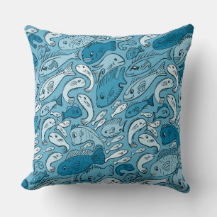 Almofada Travesseiro decorativo de peixe azul