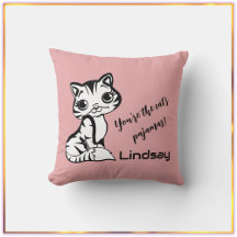 Travesseiro decorativo de pijamas de gato-de-rosa