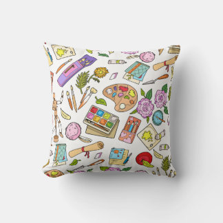 Almofada Travesseiro decorativo de pintura de kits e pincéi
