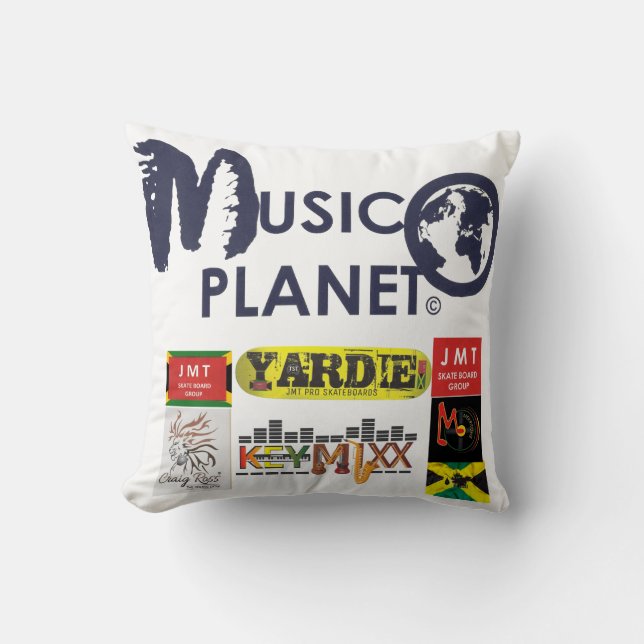 ALMOFADA TRAVESSEIRO DECORATIVO DE PLANETA DE MÚSICA (Frente)