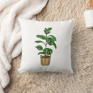 Almofada Travesseiro decorativo de Planta Desenhada na Mão 
