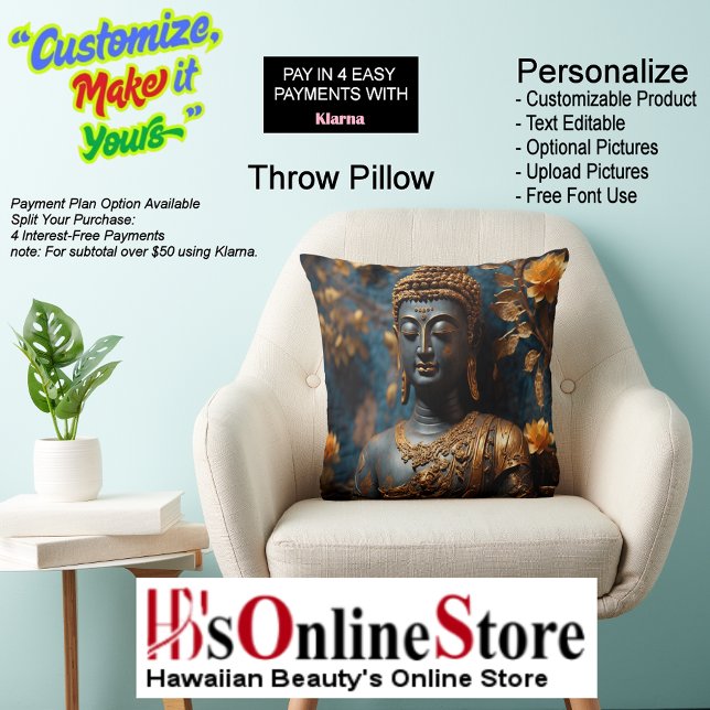 Almofada Travesseiro decorativo de Poliéster Buda (Buddha Square Polyester Throw Pillow.)
