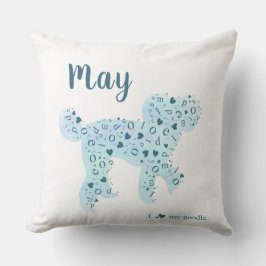 Almofada Travesseiro decorativo de poodle azul personalizad