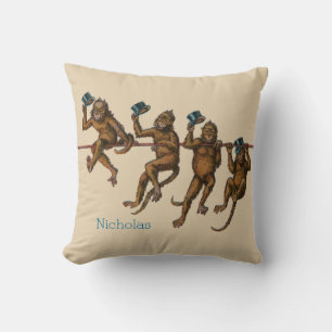 Almofada Travesseiro decorativo de quatro macacos