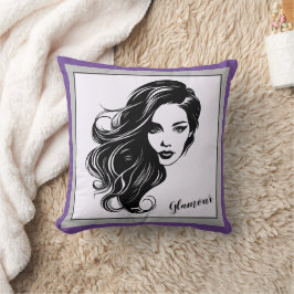 Almofada Travesseiro decorativo de retrato de mulher branca
