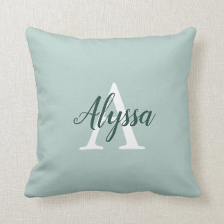 Almofada Travesseiro decorativo de Script Monograma Verde d