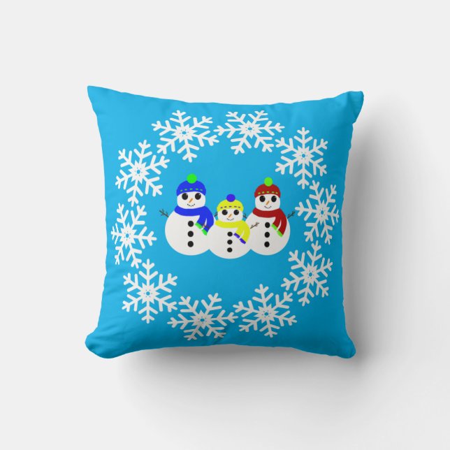 Almofada Travesseiro decorativo de Snowmen de Natal (Frente)