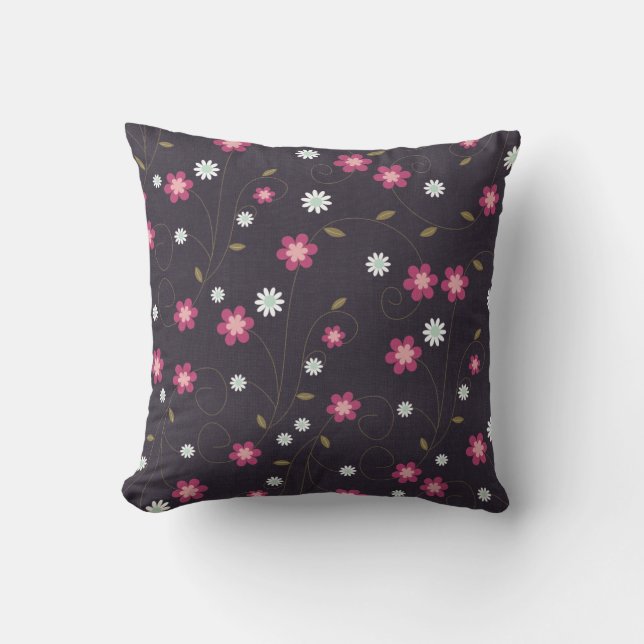 Almofada Travesseiro decorativo de sofá das flores rosa (Frente)