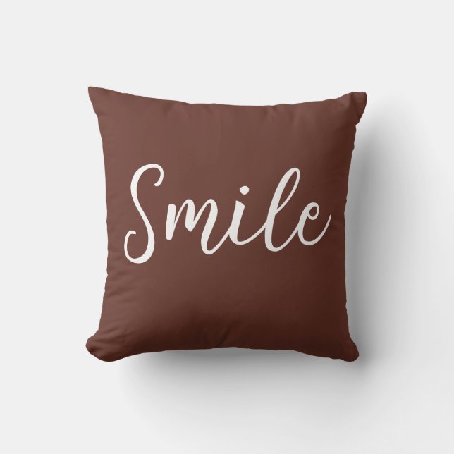 Almofada Travesseiro decorativo de sorriso branco castanho (Frente)