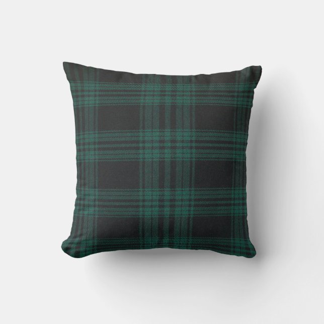 Almofada Travesseiro decorativo de tartan de relógio preto  (Frente)