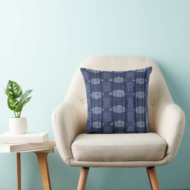Almofada Travesseiro decorativo de Têxteis Geométricos Azul (Cadeira)