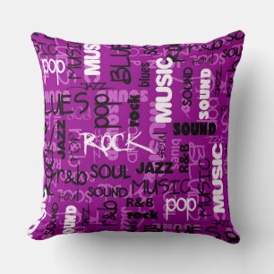 Almofada Travesseiro decorativo de Texto de Música R e B, P