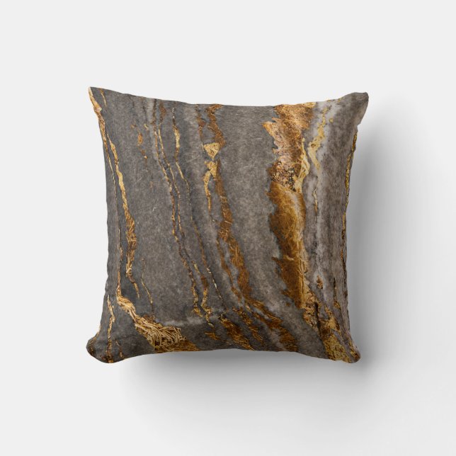 Almofada Travesseiro decorativo de Textura do Ouro Marble (Frente)