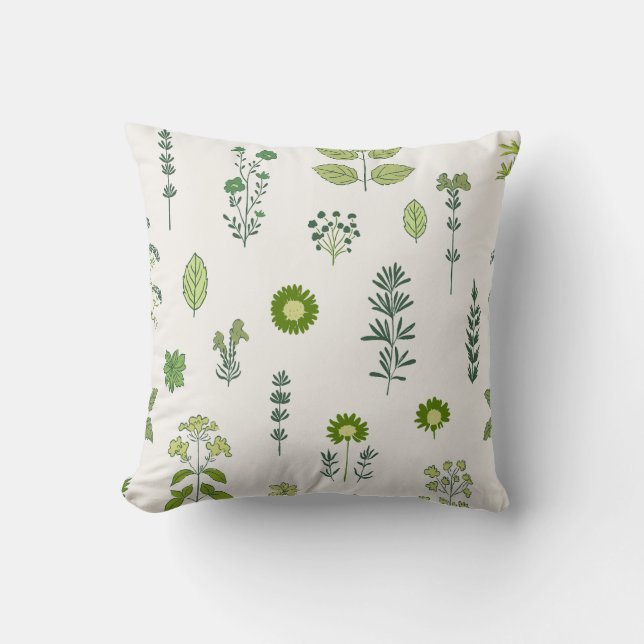 Almofada Travesseiro decorativo de tons verdes e toques da  (Frente)