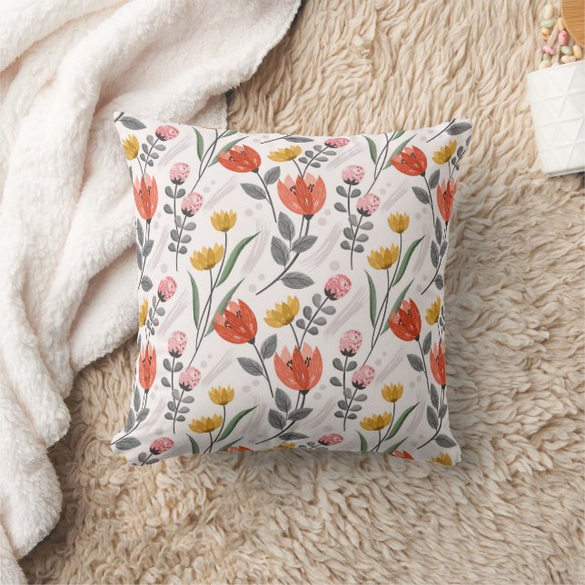Almofada Travesseiro decorativo de Tulipas Desenhadas Moder (Cobertor)