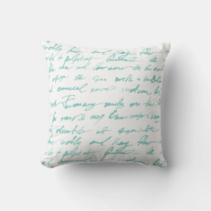 Almofada Travesseiro decorativo de Turquesa e Script Escrit