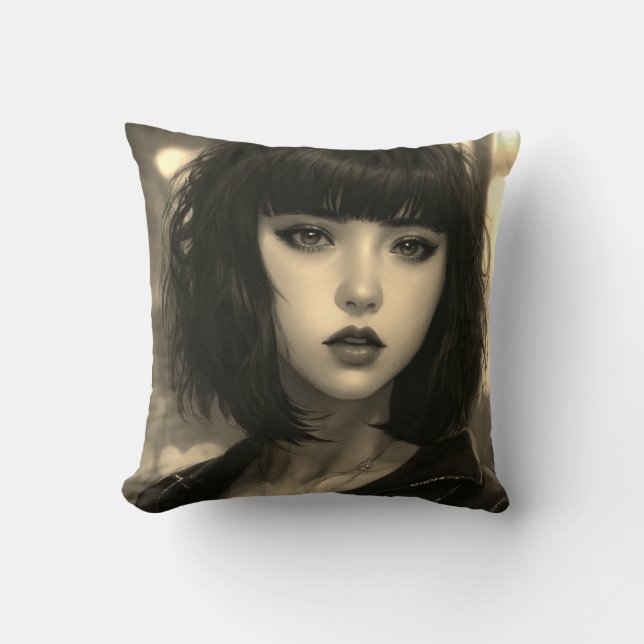 Almofada travesseiro decorativo de uma imagem de menina (Frente)