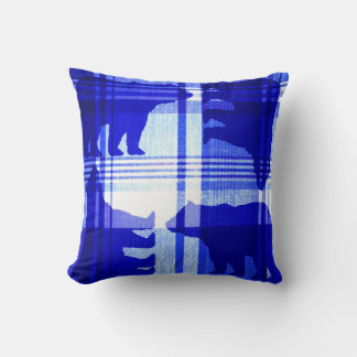 Almofada Travesseiro decorativo de urso azul-xadrez russo