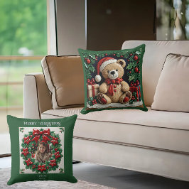 Almofada Travesseiro decorativo de Urso de Natal e Presente