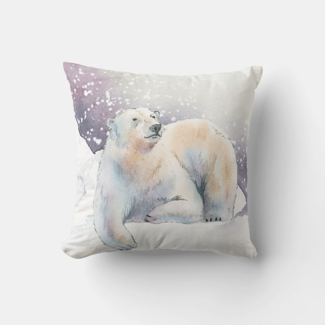 Almofada Travesseiro decorativo de Urso Polar de inverno (Frente)