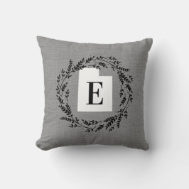 Almofada Travesseiro decorativo de Utah Rustic Wreath Monog
