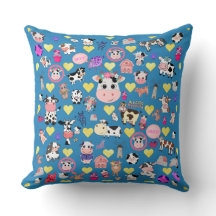 Travesseiro decorativo de Vaca com Corações