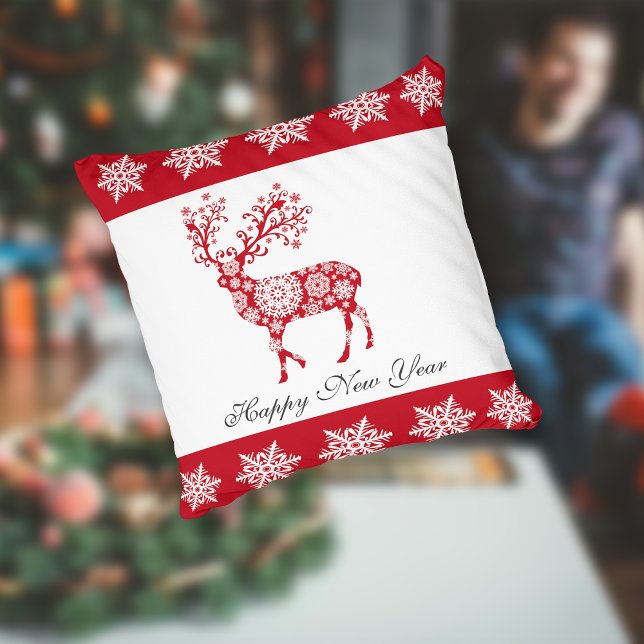 Almofada Travesseiro decorativo de veado com floco de neve  (Criador carregado)