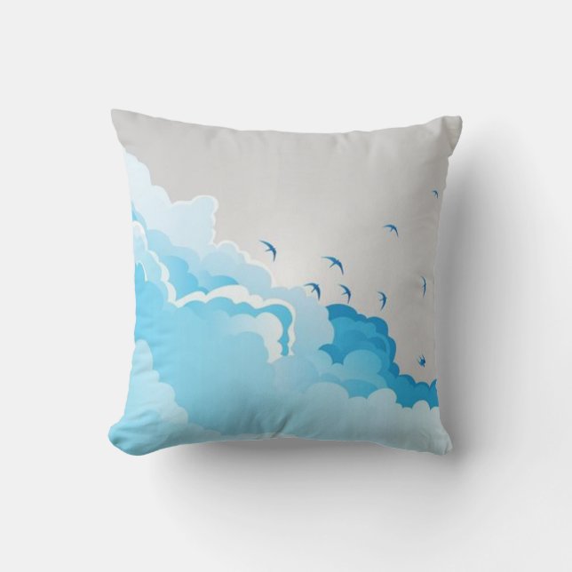 Almofada Travesseiro decorativo de Vinculação de Nuvem Azul (Frente)