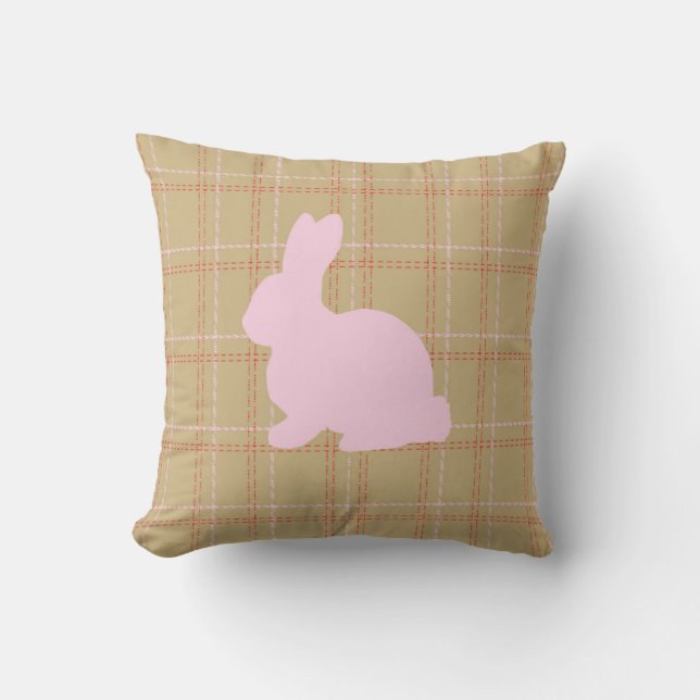 Almofada Travesseiro decorativo de Xadrez Bunny Silhouette (Frente)
