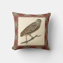 Almofada Travesseiro decorativo de Xadrez de Coruja Vermelh