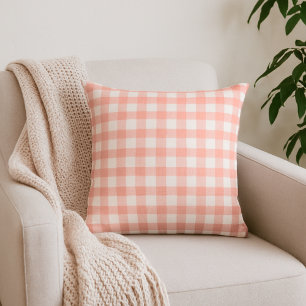 Almofada Travesseiro decorativo de Xadrez de Gingham Laranj