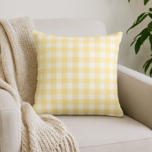 Travesseiro decorativo de Xadrez Gingham Amarelo