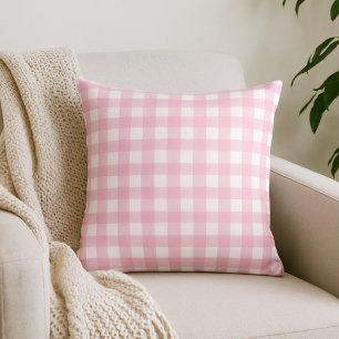 Almofada Travesseiro decorativo de Xadrez Gingham rosa