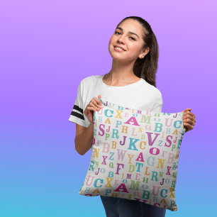 Almofada Travesseiro decorativo Decorativo Alfabeto e Letra